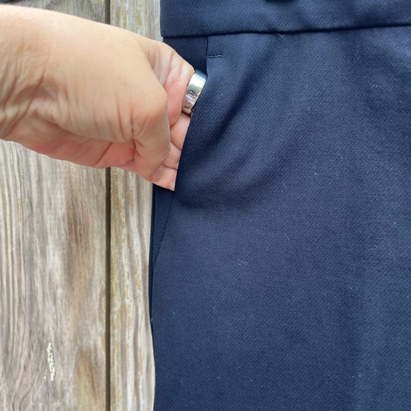 ANN TAYLOR Navy Career Dress Cropped Colorblock Turquoise Pants Women’s 10 NWT - Picture 3 of 8